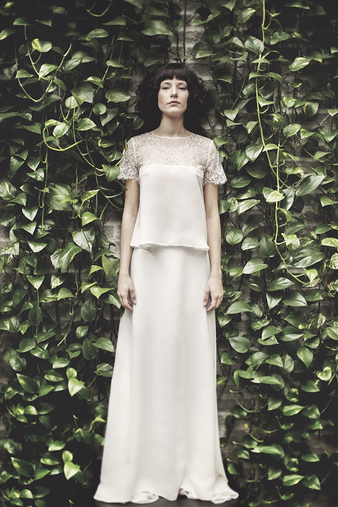 Delikatna suknia ślubna Karolina Twardowska Atelier. Melissa to nietuzinkowe połączenie zwiewnej bluzki ze zmysłową spódnicą z szyfonu.